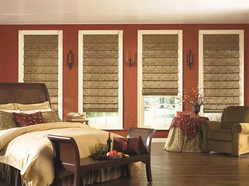 Custom-made blackout Roman blinds for Dubai bedrooms