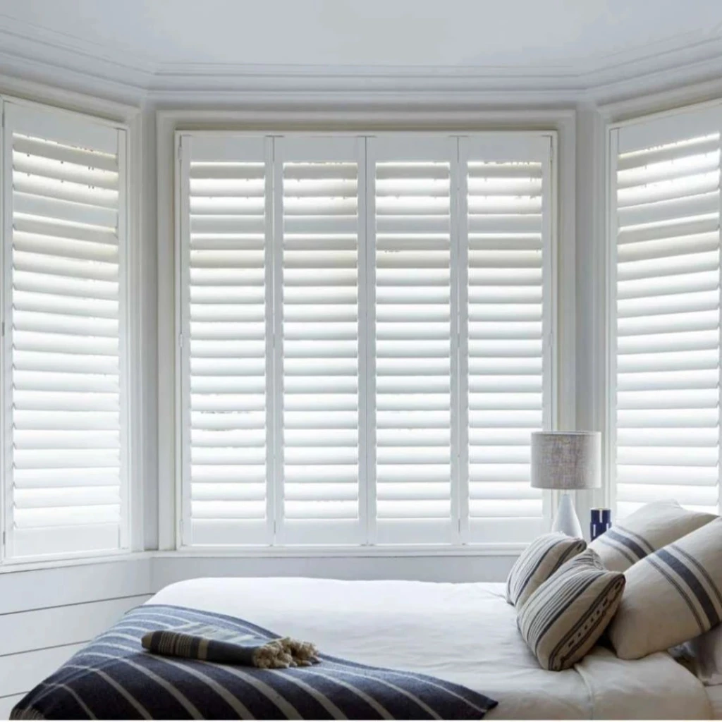 White panel shutter for Dubai bedroom privacy