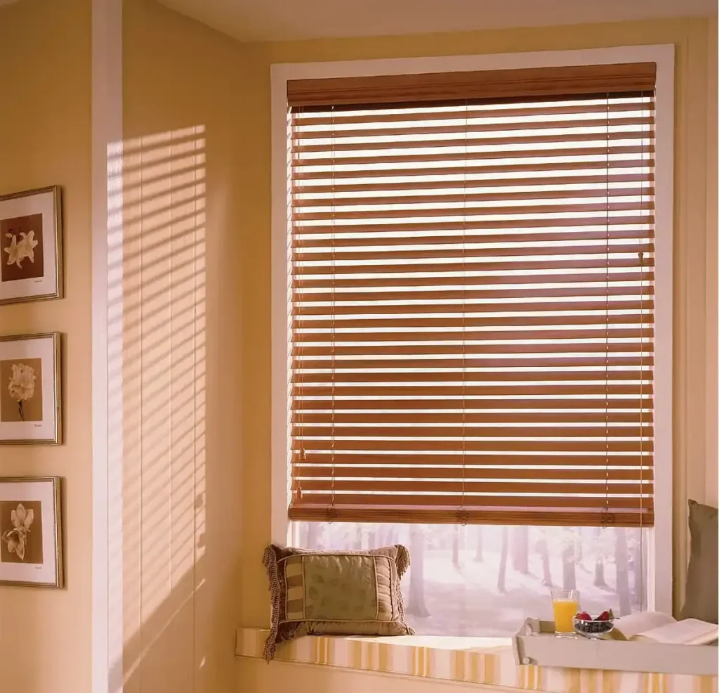 Interior view with natural wood blinds in Dubai